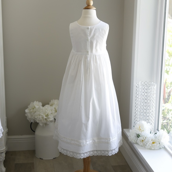 Strasburg Dress White Cotton with Crocheted Lace Girls size 78 Sundress Portrait - Picture 5 of 5